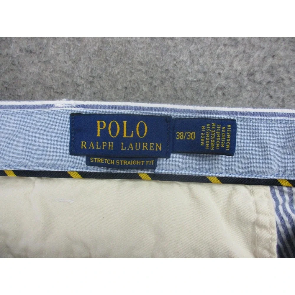 Polo Ralph Lauren Pants Mens 38x30 Blue Striped Seersucker Chambray Stretch Fit